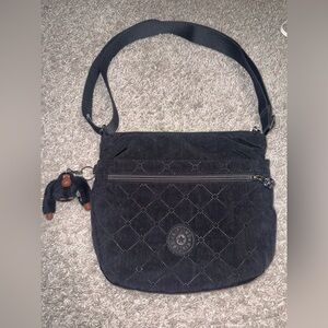 Kipling Black Diamond-Pattern Shoulder Bag w/ keychain